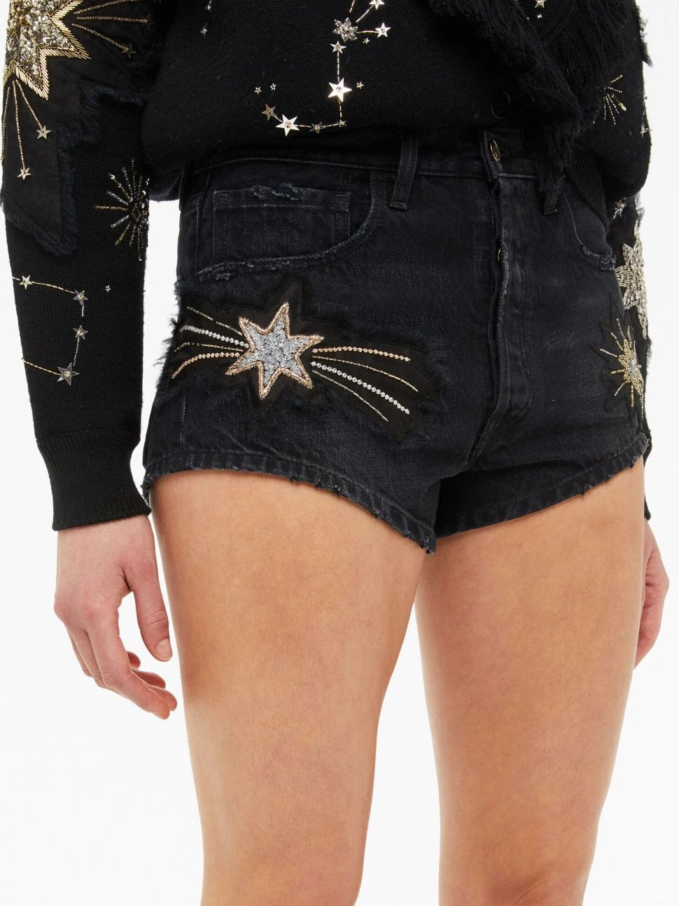 Affordable denim Alanui shorts The Women Wandering Star 0702